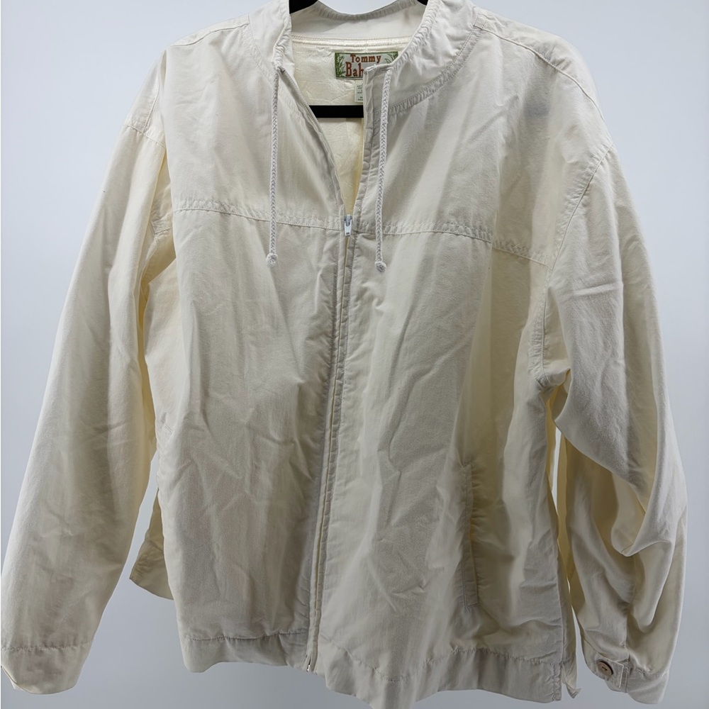 Tommy Bahamas Men's Cream Nylon Blend Full Zip Jacket‎ Size Large, Vintage